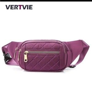 Fashionable Purple Quilted Nylon Belt Bag